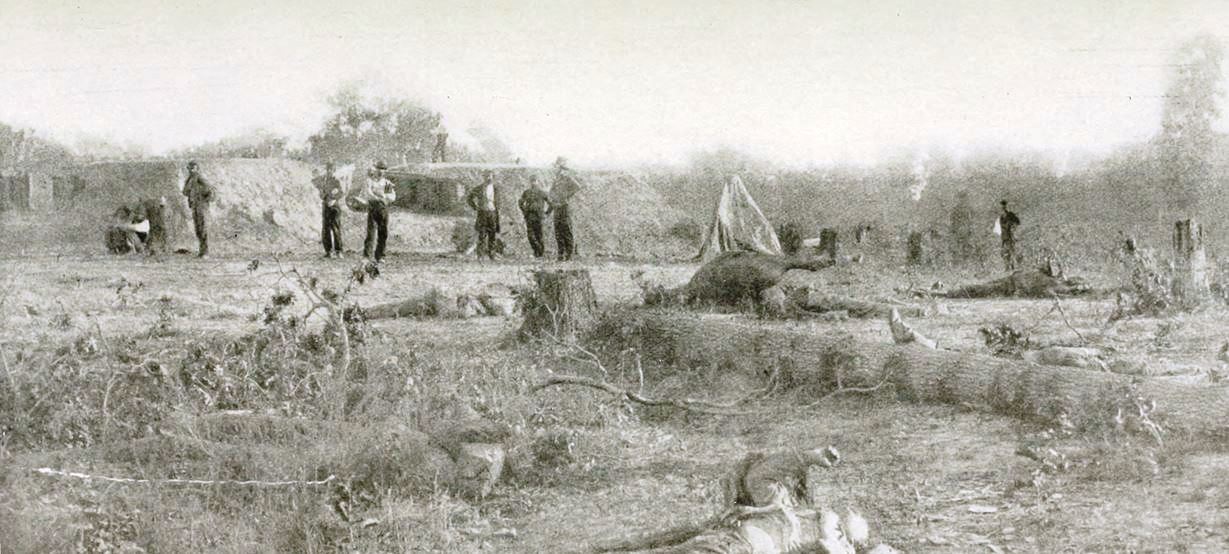 Outside the Corinth Battery redoubt after the failed assault by the 2nd Texas Infantry