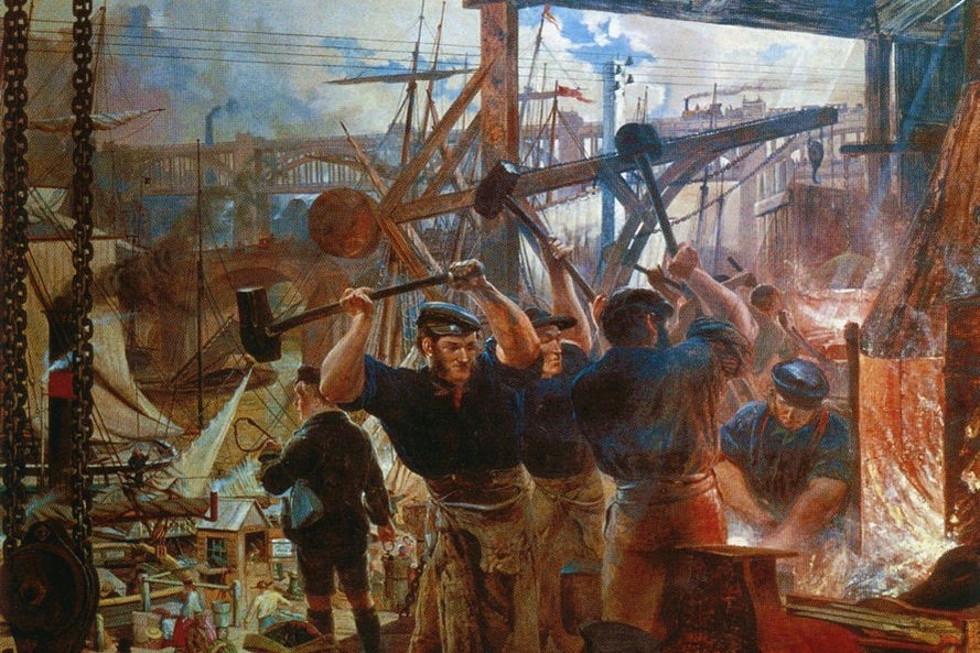 British Shipyard workers in Iron and Coal by William Bell Scott, 1860.