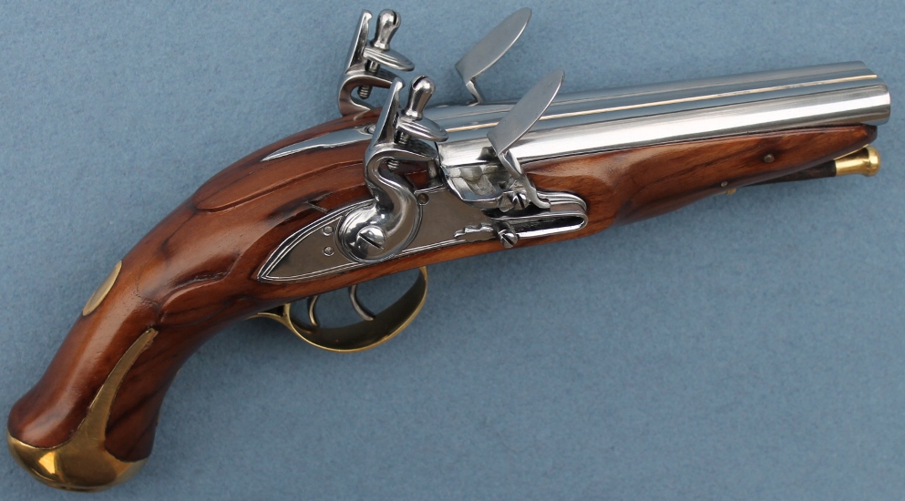 Double barreled flintlock pistol for sale