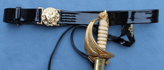 royal canadian navy sword belt black leather 