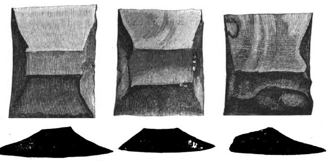 Grades of flat bed Musket flints: Thick Best (left) Thinner Second Quality (middle) and Common (right) 