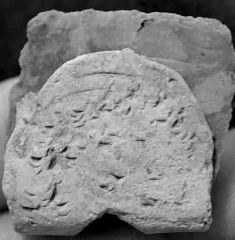Original flint with lead piece using the round hole notch. Note the bite marks from the Jaws.