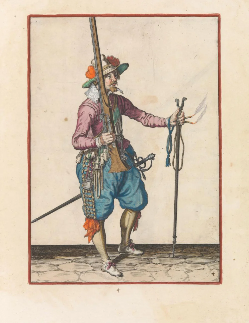 Musketeer holding his musket and rest, plate 4