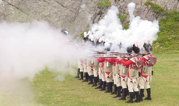 Historical musket demonstration at Signal Hill National Historic Site